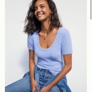 Anthropologie Rona Eyelash Sweater Tee